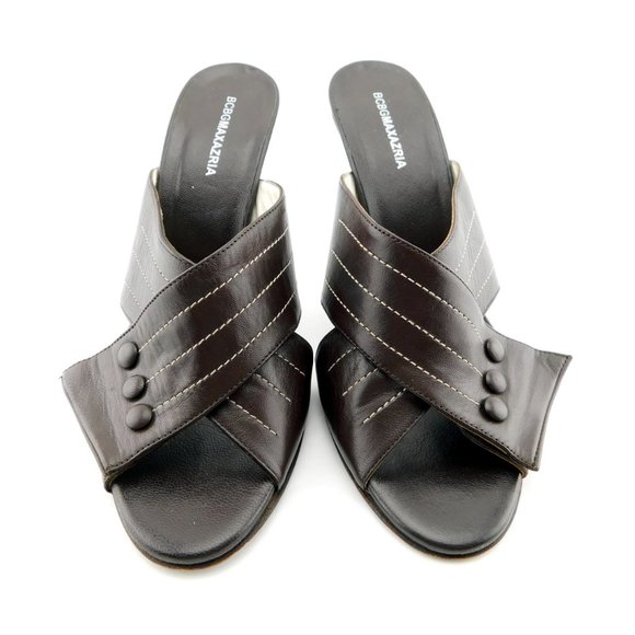 BCBG MAXAZRIA Brown Crisscross Slide Sandals 8.5 - Picture 3 of 8
